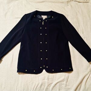 Vintage TanJay Navy Zip Front Jacket with Gold Studs Size M